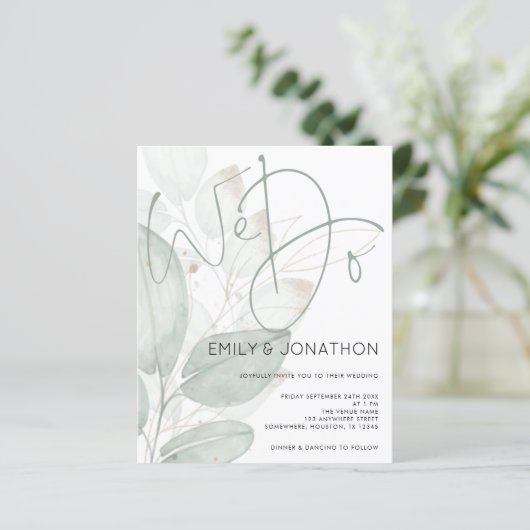 Budget Wir machen Watercolor Foliage Hochzeit Einl (Stehend Vorderseite)