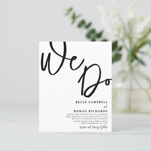 Budget Wir schreiben Schwarz & Weiß Hochzeit (Stehend Vorderseite)