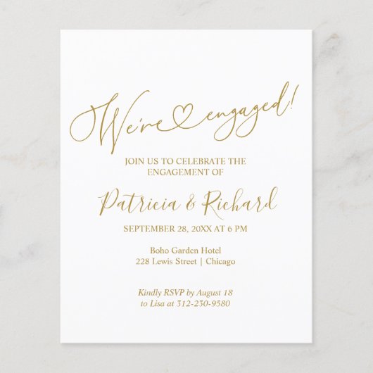 Budget Wir sind Verlobte Engagement Party Einladun (Vorderseite)