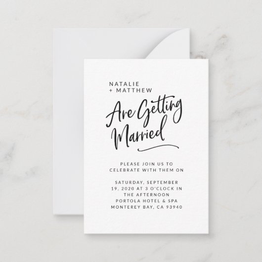 Budget Wir werden heiraten Skripthochzeit Mitteilungskarte (Vorderseite)