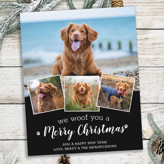 Budget Wir woof Sie frohe Weihnachts Pet Foto Card