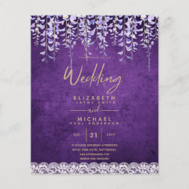 BUDGET Wisteria Lila Blumenstrasse Hochzeitsfeier Flyer