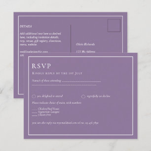 Budget Wisteria Lila Wedding Simple Monochrom Postkarte