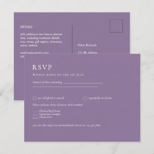 Budget Wisteria Lila Wedding Simple Monochrom Postkarte