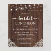 Budget Wood Lights Bridal Dusche Einladung (Vorderseite)
