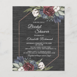 Budget Wooden Blue Floral Brautparty Flyer