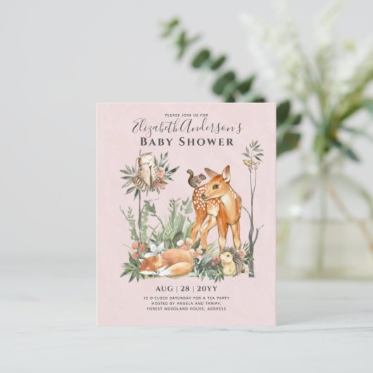 BUDGET Woodland Animals Baby Boy Girl Shower INVs (Stehend Vorderseite)