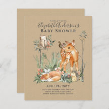 BUDGET Woodland Animals Baby Boy Girl Shower INVs