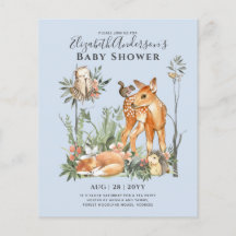 BUDGET Woodland Animals Baby Boy Girl Shower INVs