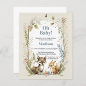 Budget Woodland Animals Boy Baby Shower Einladung (Vorne/Hinten)