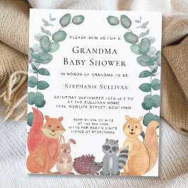 Budget Woodland Animals Grandma Baby Shower Einlad