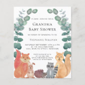 Budget Woodland Animals Grandma Baby Shower Einlad (Vorderseite)