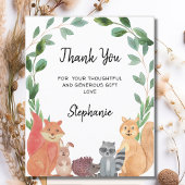 Budget Woodland Animals Kinderdusche Danke Karte