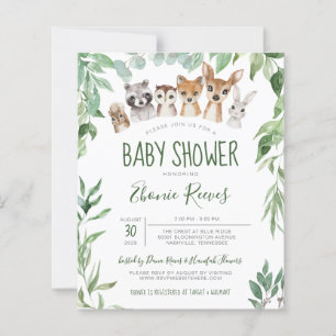 Budget Woodland Animals Kinderdusche Einladung