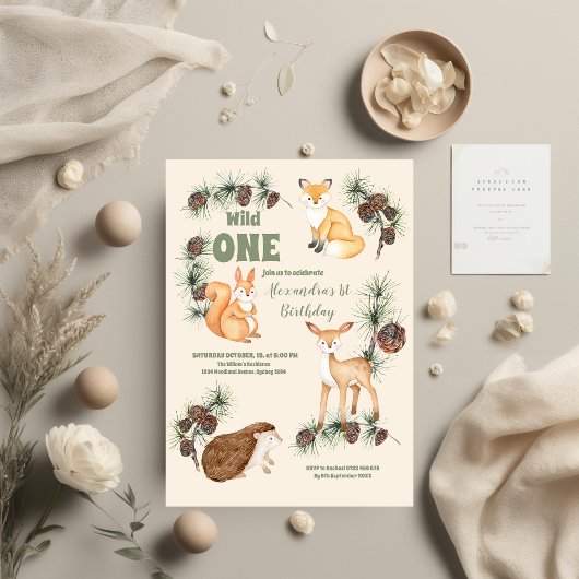 Budget Woodland Animals Wild 1 1. Geburtstag Flyer