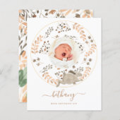 Budget Woodland Baby Foto Geburtsankündigung (Vorne/Hinten)