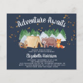 Budget Woodland Camping Kinderdusche Einladung (Vorderseite)