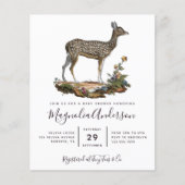 Budget Woodland Deer Baby Shower Einladung (Vorderseite)