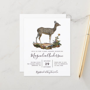 Budget Woodland Deer Baby Shower Einladung