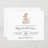 Budget Woodland Deer Baby Shower Einladung (Vorne/Hinten)