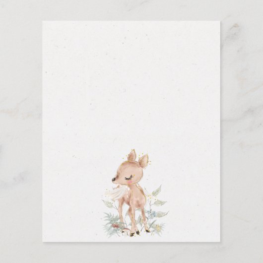 BUDGET Woodland Deer Floral Baby Dusche Einladung (Rückseite)