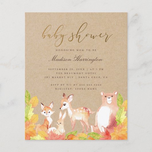 Budget Woodland Friends of the Forest Baby Shower (Vorderseite)