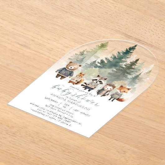 Budget Woodland Wasserfarbe Kinderdusche Acryleinladungen (Ablage )