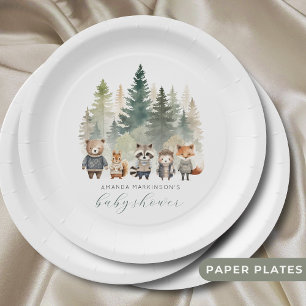 Budget Woodland Wasserfarbe Kinderdusche Pappteller