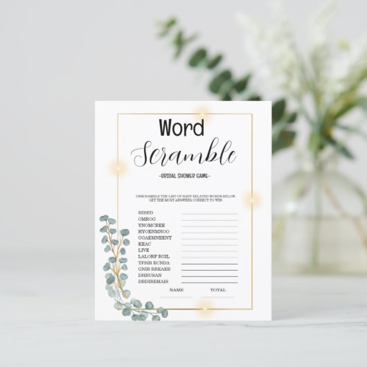 Budget Word Scrumble Brautparty Game (Stehend Vorderseite)