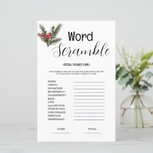 Budget Word Scrumble Brautparty Game (Stehend Vorderseite)
