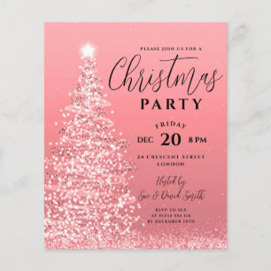 Budget Xmas Tree Party Rose Goldene Feiertage Einl Flyer