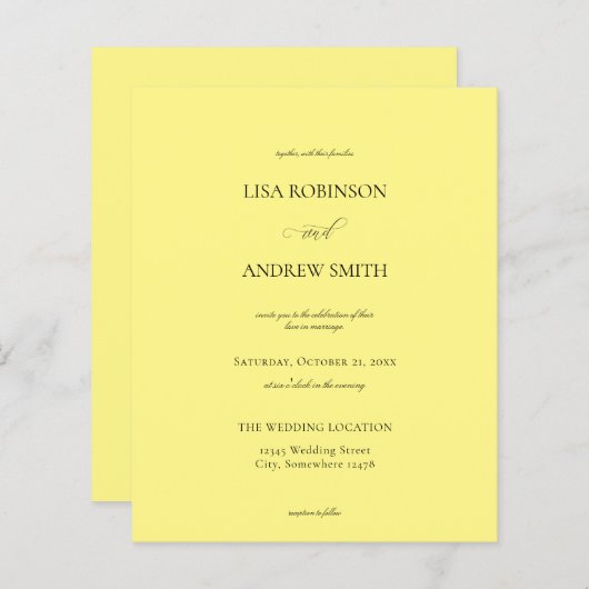 Budget Yellow Calligraphy Wedding (Vorne/Hinten)