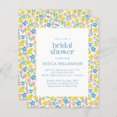 Budget Yellow Ditsy Floral Brautparty Einladung (Vorne/Hinten)