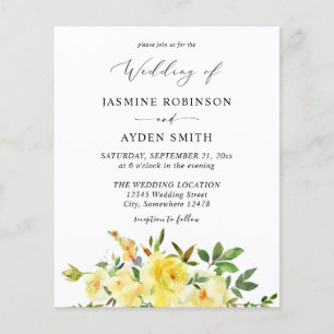 Budget Yellow Floral Wedding Flyer