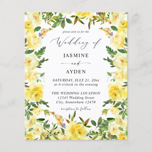 Budget Yellow Floral Wedding V2 Flyer (Vorne)