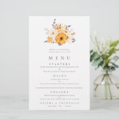 Budget Yellow Florals Foliage Wedage Menu (Stehend Vorderseite)