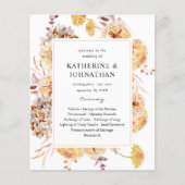 Budget Yellow Golden Floral Wedding Zeremonie Flyer (Vorne)