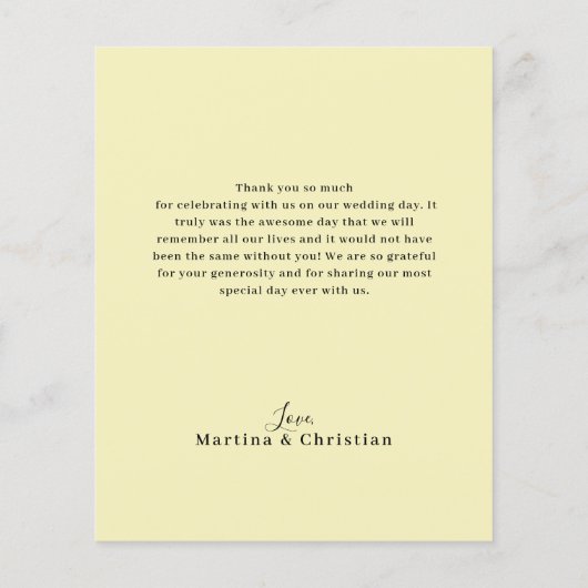 Budget Yellow Lemon Wedding Danke Flat Card (Rückseite)