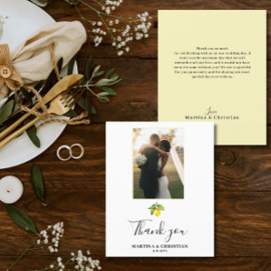 Budget Yellow Lemon Wedding Danke Flat Card