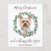 Budget Yorkshire Terrier Dog Frohe Weihnachtskarte (Vorderseite)