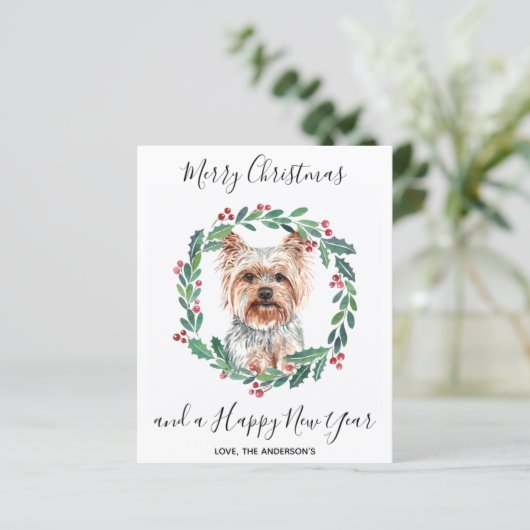 Budget Yorkshire Terrier Dog Weihnachtskarte (Stehend Vorderseite)