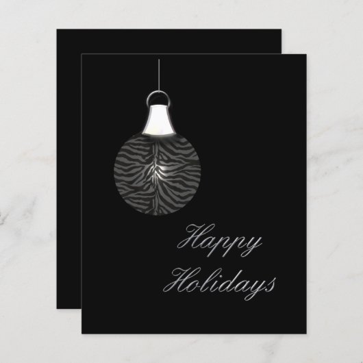 Budget Zebra Stripes Ornament Black Holiday Card (Vorne/Hinten)