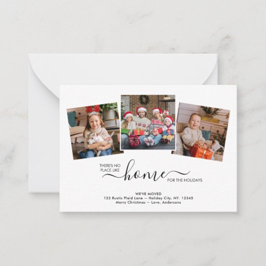 Budget Zuhause Holidays 3 Foto Blue Kariert Moving Mitteilungskarte (Vorderseite)