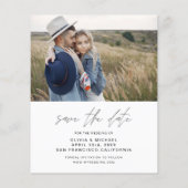 Budget Zwei Foto Save the Date elegant Minimalisti Flyer (Hinten)