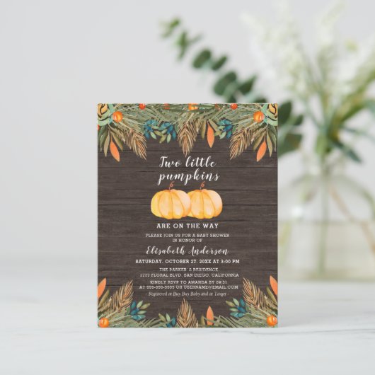 Budget Zwei kleine Pumpkins Rustikale Babydusche (Stehend Vorderseite)