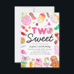 Budget ZWEI SWEET Candy Land Kid Candyland Geburts Mitteilungskarte<br><div class="desc">Niedlichen zwei SWEET Candy Land Kids Candyland Geburtstag Einladung</div>