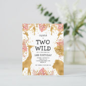 Budget Zwei wilde Pink Girls 2. Geburtstag Einladu (Stehend Vorderseite)