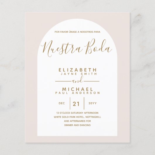 BUDGET Zweisprachiges Spanisches Englisch Boda Wed (Rückseite)