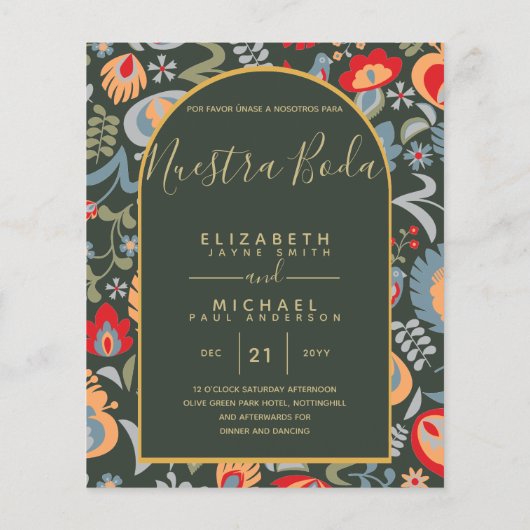 BUDGET Zweisprachiges Spanisches Englisch Boda Wed (Rückseite)