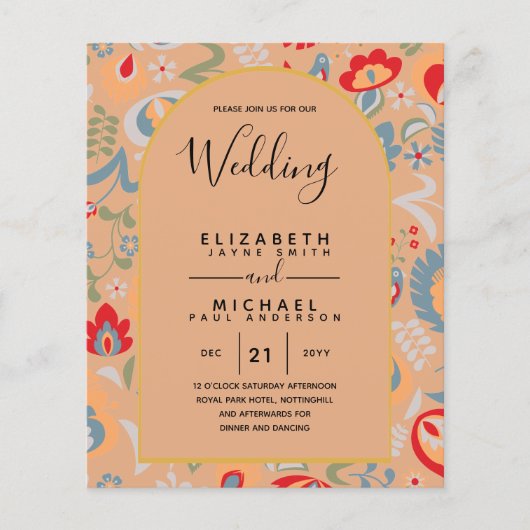 BUDGET Zweisprachiges Spanisches Englisch Boda Wed (Vorderseite)